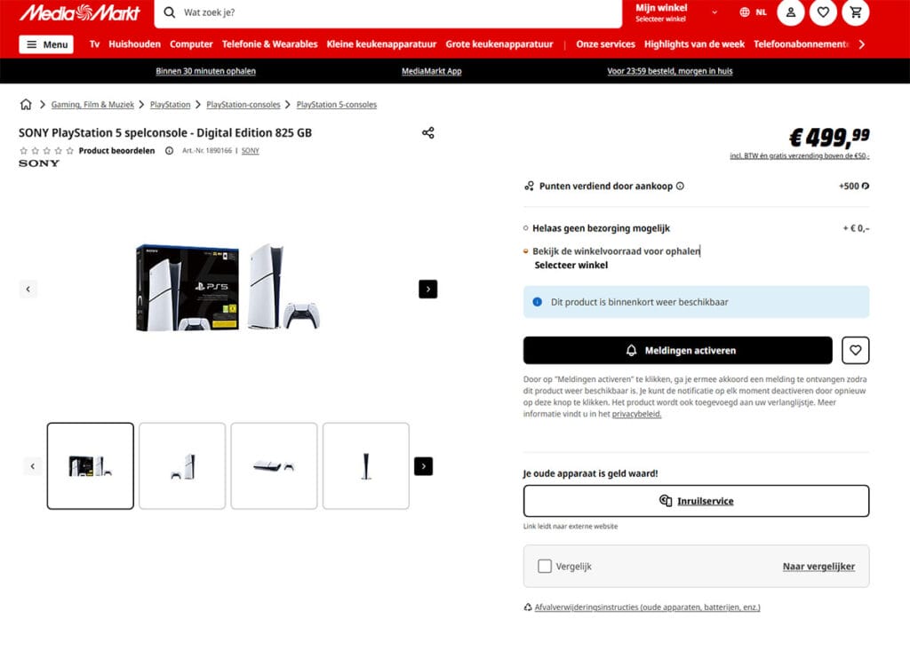 Nieuwe PS5 Slim Media Markt